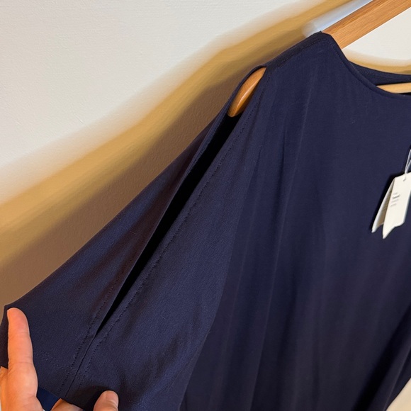 Eileen Fisher NWT Women’s Bateau Kimono Dress Midnight Blue Loose-Fit Size L - Picture 8 of 8